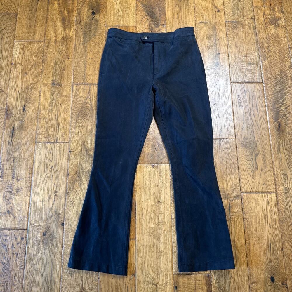 Free People Velvet Velour Kick Flare Ankle Pants Black Tencel Womens Sz 4